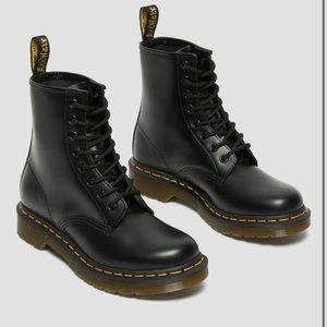 black smooth leather doc martens